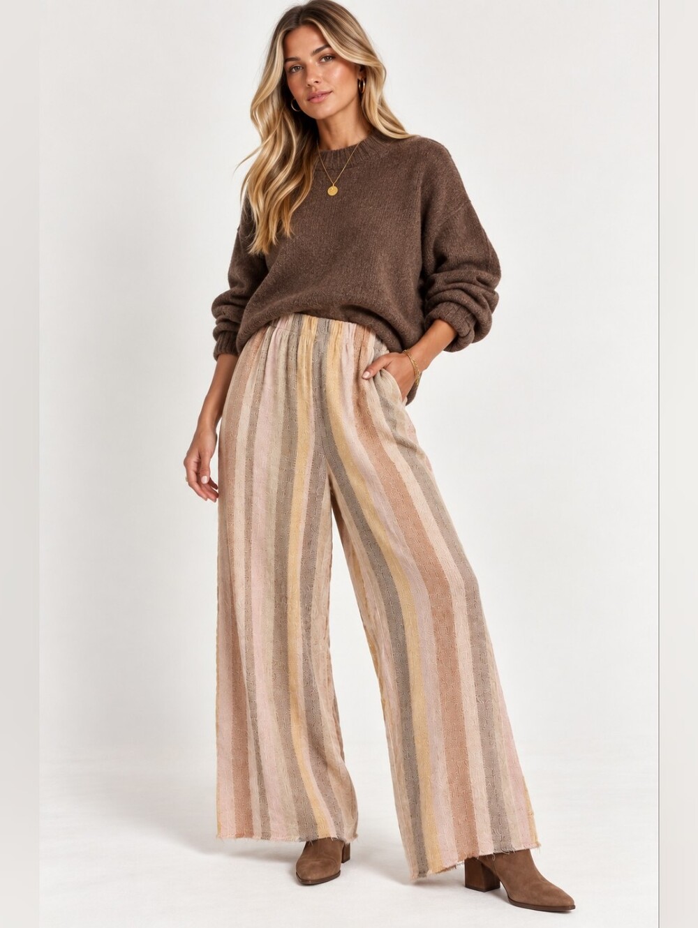 Faithfull the Brand Sao Paulo Striped Linen Cotton Wide Leg Pants XS